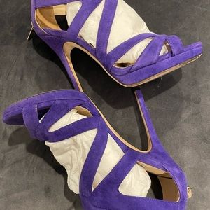 Jimmy Choo suede collar sandal in purple. Worn twice. Great condition